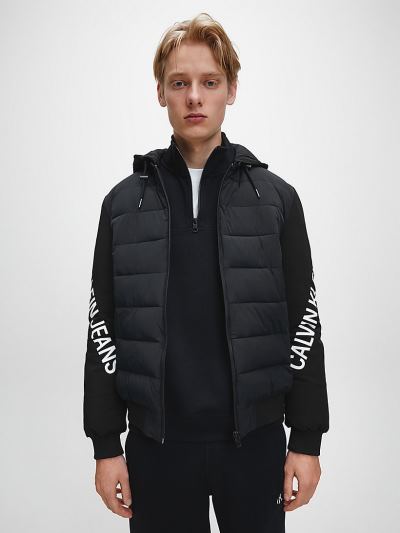 Calvin Klein Ruhák HU310519 | Calvin Klein Stretch Nylon Logo Férfi Dzseki Fekete